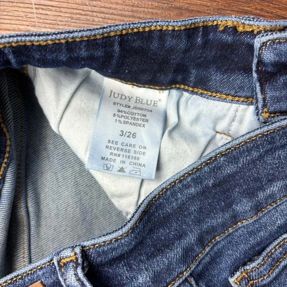 Judy Blue Slim Fit Jeans JB88704DK Dark Wash Raw Hem Women’s Size 3/26 - Picture 6 of 11